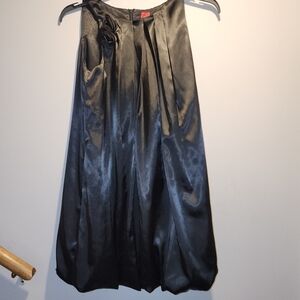 Elegant Black Satin Bubble Hem Dress 8